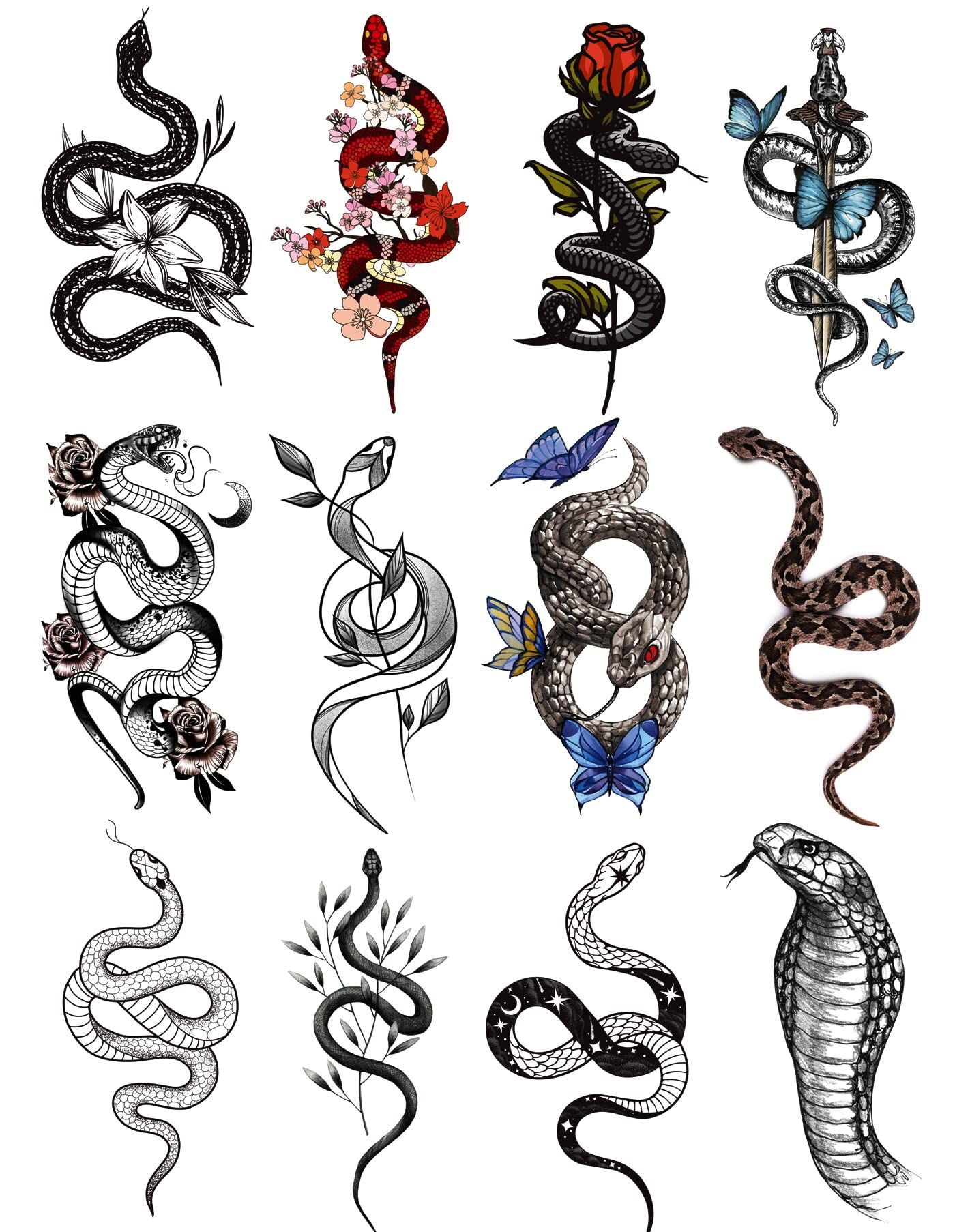 En este momento estás viendo Kotbs 12 Sheets Snake Serpent Realistic Fake Tattoos That Look Real and Last Long, Adult Tattoos Temporary Tattoos for Men Women, Waterproof Tattoo Temparytattos Body Tattoos
